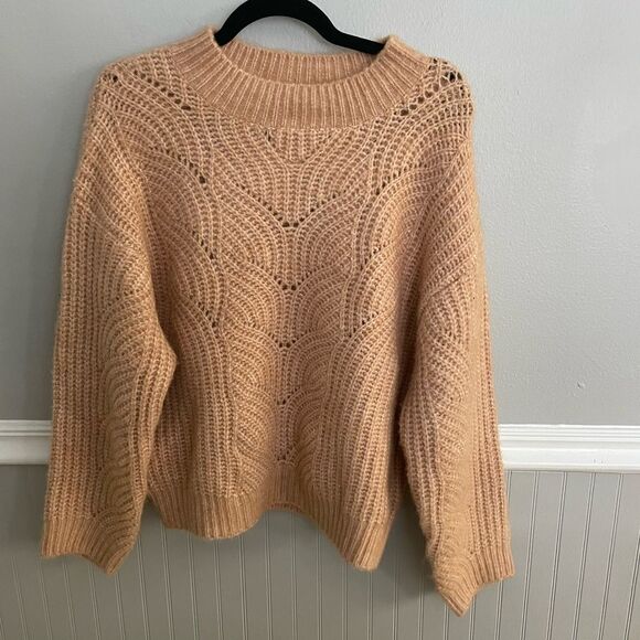 Mango Tan Chunky Knit Sweater Recycled Polyester Size Small - Picture 7 of 10